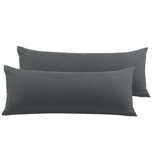 2pcs Body Pillow Cover Brushed Microfiber Pillowcase with Zipper Closure Grey